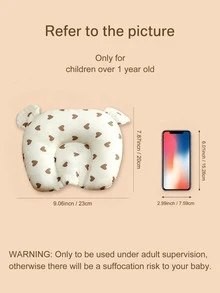 1pc 20*23CM Lightweight Bear Baby U-Shaped Pillow, All Season, Non-Elastic Soft Comfortable, Neck Protection, Washable - Chocolate Brown - View 8