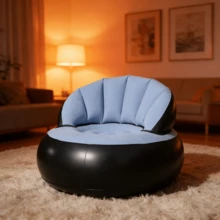 3pcs Set: 1 PVC Inflatable Sofa, 1 Air Pump, 1 Air Hose. PVC Outdoor Chair, Inflatable Chair, Foldable Portable Chair, Outdoor Goods, Home Decor, Inflatable Bean Bag Chair For Outdoor Use, Inflatable Camping Chair, Inflatable Lounge Sofa - Multicolor - View 5