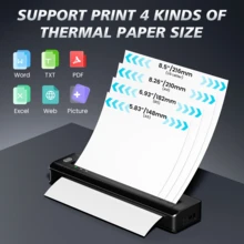 Phomemo A4 Portable Printer For Travel, Upgraded Portable Model, Wireless Thermal Printer Support 8, 5" X 11" US Letter & A4/A5/B5, Compatible With Phone Laptop For Home Car Office Receipt - Black - View 3