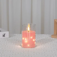 Flameless Pillar LED Candle, 1pc Pink Electronic Candle Set With Realistic Flickering Flame, Suitable For Party, Wedding And Home Decor (Batteries Not Included) - Pink Fairy Light Candle - View 11