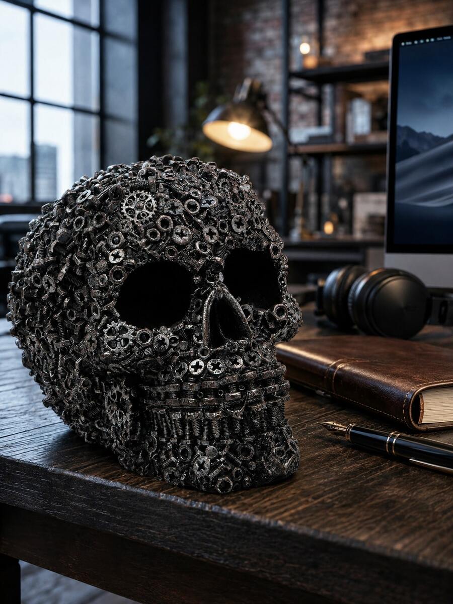1pc Resin Screw Head Skull Decor, Horror Decoration, Unique Accessory, Best Birthday Gift - Multicolor - View 1