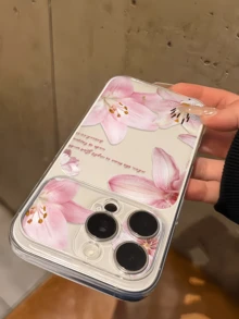 1件透明英文粉色花卉個性化極簡防摔軟TPU手機殼 全包覆防污保護殼 適用於 Apple 18 17 16 15 14 13 12 11 Pro Max Air - 彩色 - 查看 4