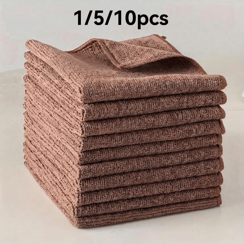 1/5/10pcs Set Super Absorbent Microfiber Cleaning Cloths, 12"X12", Durable Reusable Multi-Purpose Wiping Towels, Suitable For Kitchen Countertops, Dish Washing, Car Cleaning And Daily Home Surface Cleaning, Household Cleaning Supplies, Can Be Given As Christmas, Halloween Gifts To Mom. Car Accessories, Kitchen Accessories, Bathroom Accessories, Christmas, Home , Kitchen