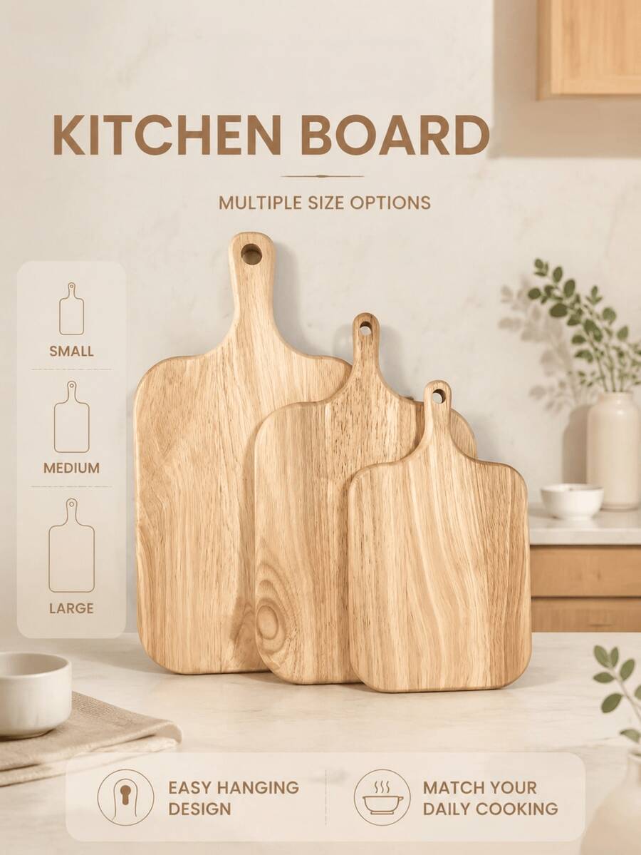 Oak Cutting Board With Handle, Suitable For Country Style Kitchen, Christmas, Halloween, Thanksgiving, Harvest Season Gifts, Used For Dinner Preparation, Defrosting, Kitchen Decoration And Pre-Meal Preparation Storage - Wood Color - View 1