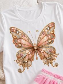 Women Lounge Sets - Pink Pants White T-shirt - View 2