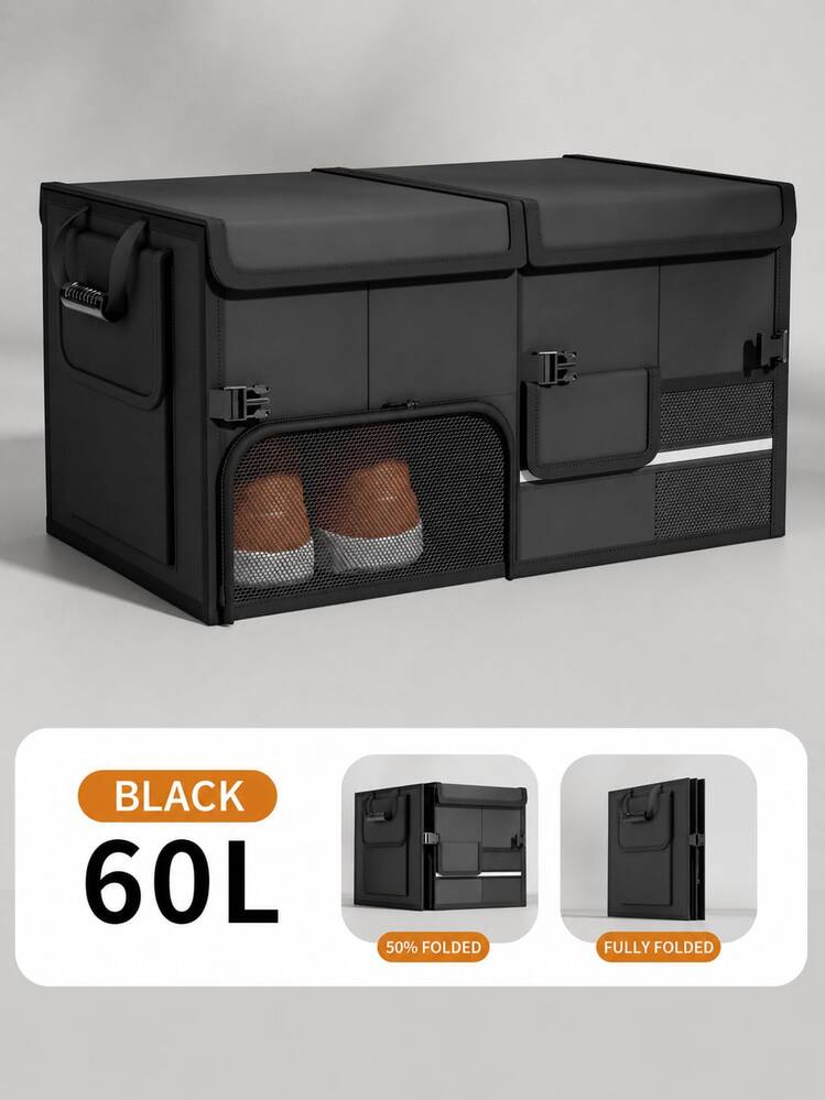 1pc Car Trunk Organizer Box, Foldable Large Capacity Storage Bin With Handle, Waterproof, Car Interior Accessory, Suitable For SUV, Sedan, Travel Storage, Home, Garage, Camping, Essential Storage Solution - Multicolor - View 13