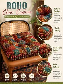 Bohemian Floral Pattern Thickened Linen Floor Mat, Soft Non-Slip Breathable Tatami Window Sill Slouchy Seat Cushion, Comfortable Meditation Pad, Suitable For Living Room, Bedroom, Balcony, Home Daily Use - Cushion - View 4