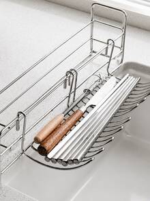 3/2/1 buah Rak Pengering Gantung Tepi Wastafel Dapur Stainless Steel, Keranjang Penyimpanan Multifungsi untuk Peralatan dan Pisau, Tidak Perlu Pengeboran, Pengatur Hemat Ruang di Meja Dapur - MultiWarna - View 1
