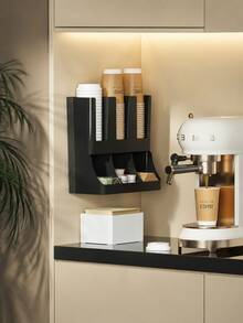 Multifunctional Coffee Cup Storage Rack, Suitable For 8-22oz Cups And Espresso Coffee Capsules, Integrated Straw And Utensil Holder, Dual-Use Straw And Napkin Rack, Countertop Organizer, Suitable For Kitchen, Office, Coffee Bar Space Design, Countertop/Wall-Mounted, Tea And Spice Storage, Coffee Bar Storage Rack, Suitable For Office, Breakroom, Home Kitchen - Multicolor - View 7