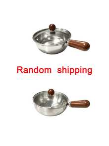 6.3in Stainless Steel Pot With Heat-Resistant Wooden Handle | Suitable For Induction Cooker, Non-Slip, Even Bottom Heating - Perfect For Dorms, Offices, RVs, Small Kitchens, Single Cooks - Multicolor - View 12