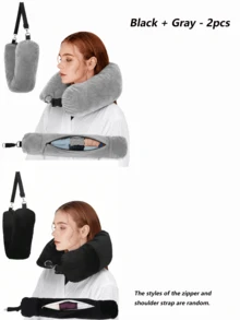 Fillable Clothing Travel Pillow, Available In Multiple Colors, Can Be Used As A Storage Travel Pillow, Suitable For Travel, Soft Plush Fillable Travel Pillow, Travel Essential, U-Shaped Neck Pillow, Suitable For Car And Airplane, Unfilled, Storage Organizer, Holiday Accessory, Luggage Bag - Multicolor - View 16