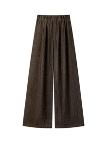 Autumn/Winter Premium Coffee Color Wide Leg Casual Pants, Versatile Loose Fit For Vacation - Coffee Brown - View 2