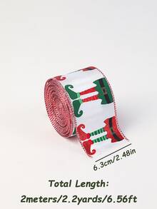 Cute Christmas Wired Edge Ribbon Roll Nutcracker Gingerbread Holly Printed Satin Ribbon For Gift Wrapping DIY Bow Making Wreath Tree Decor Aesthetic Festive Party Craft Supplies - Multicolor - View 14
