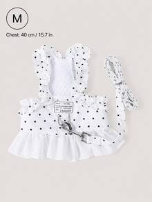 1pc Pet Harness Dress With Matching Leash, Polka Dot Ruffle Hem Design, Adjustable Size, Suitable For Small And Medium Dogs, Outdoor Walking, Daily Wear, Party Photos, Spring/Summer Pet Clothing - Multicolor - View 10