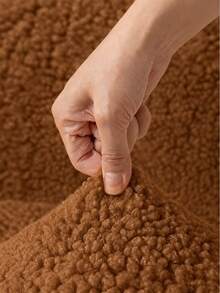 1/2/4pcs Granular Cashmere Plush Elastic Thickened Solid Color Dining Chair Covers, Suitable For Various Occasions And Holidays, Christmas Chair Covers, Banquet Chair Covers, Party Chair Covers, Kitchen Chair Covers - Brown - View 6