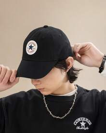 Converse Unisex Chuck Taylor SEASONAL Autumn New Classic Round Logo Casual Baseball Cap UA5805-023 - Black - View 2