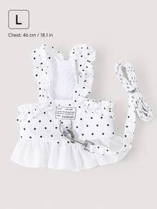 1pc Pet Harness Dress With Matching Leash, Polka Dot Ruffle Hem Design, Adjustable Size, Suitable For Small And Medium Dogs, Outdoor Walking, Daily Wear, Party Photos, Spring/Summer Pet Clothing - Multicolor - View 11