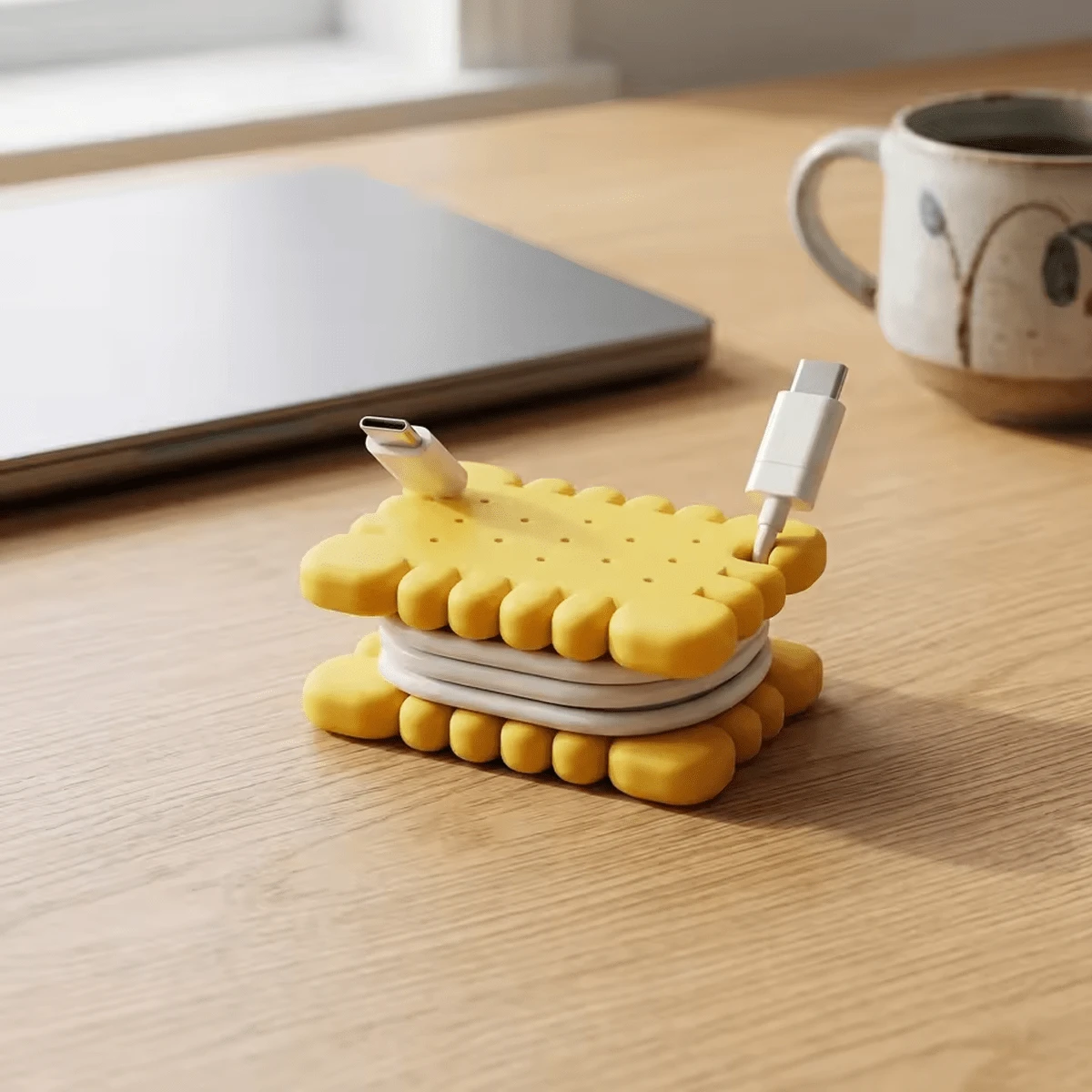 Cookie-Shaped Cable Organizer, Compact And Cute, Easy To Assemble, Simulated Cookie Desktop Storage - Multicolor - View 1