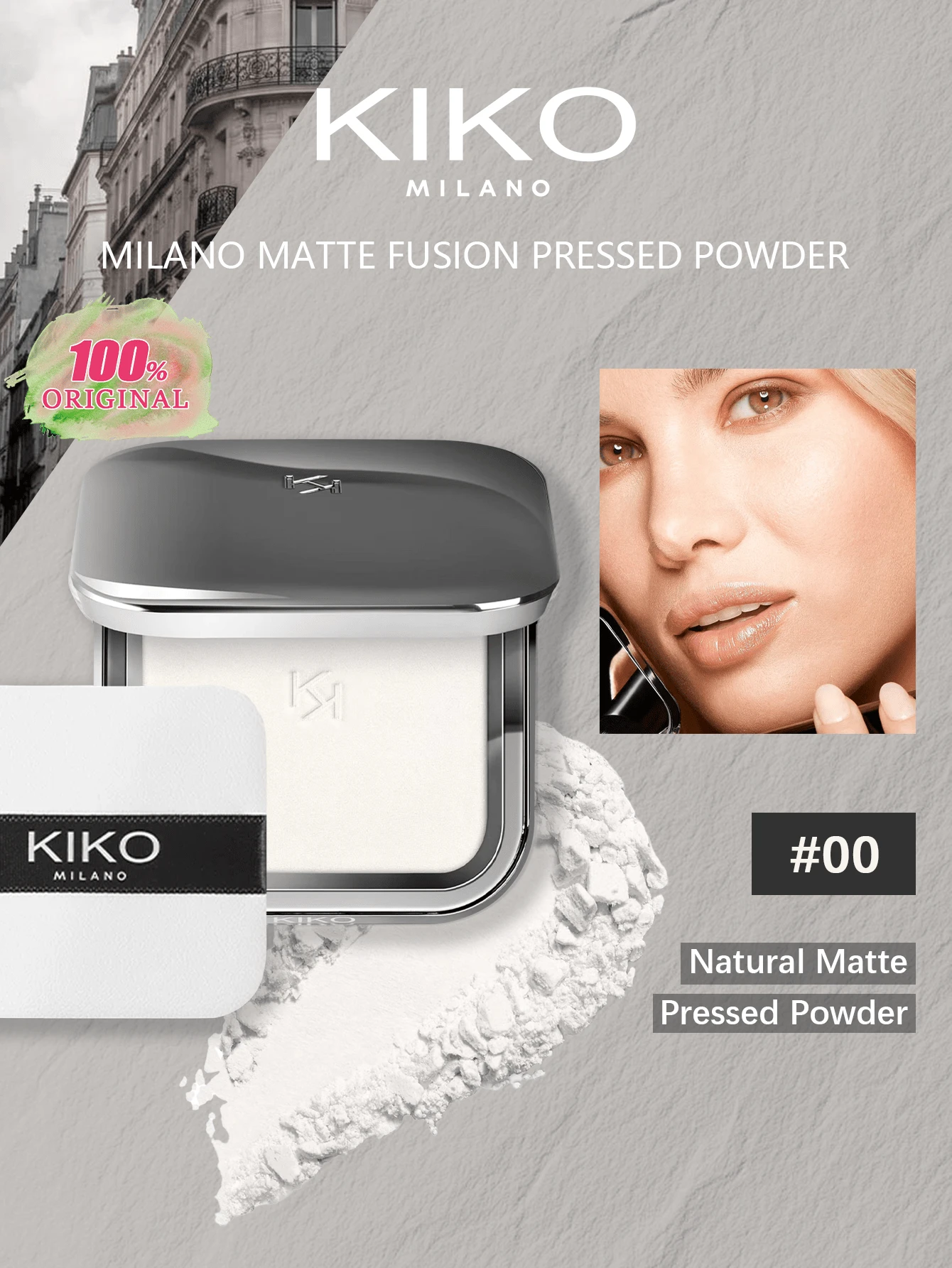 KIKO Milano Bedak Bedak Matte, Hasil Akhir Matte Alami, Mengatur dan Memperbaiki Riasan, Menutupi dengan Lembut, Halus dan Tidak Lengket