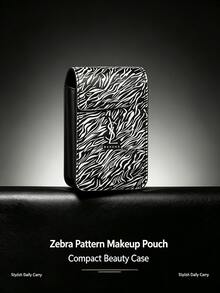 Yves Saint Laurent YSL Saint Laurent Zebra Print Flap Mirror Makeup Pouch Lipstick PU Leather Portable Touch-Up Storage Bag - Zebra Print Red Envelope - View 1
