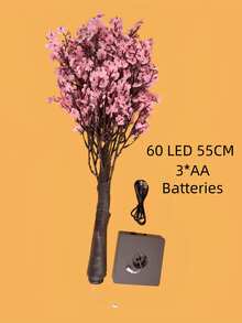 1 buah Lampu Pohon Bintang Buatan LED 55CM, Warna Pink Champagne, Cahaya Hangat Sangat Terang, 3 Baterai AA & Catu Daya Ganda USB, Lampu Dekoratif Suasana Bunga untuk Meja - cahaya putih hangat - View 11