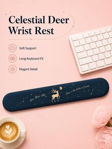 1pc Starry Deer Pattern Wrist Support Mouse Pad Set, Ergonomic Soft Memory Foam Mouse Pad And Keyboard Wrist Rest, Non-Slip Office Gaming Desktop Accessories - Multiple Styles - View 7