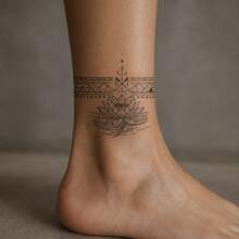 1pc Waterproof Anti-Rub PVC Realistic Lotus Tattoo Sticker, Suitable For Women And Men, Beach, Pool, Party And Daily Use - Grey - View 4