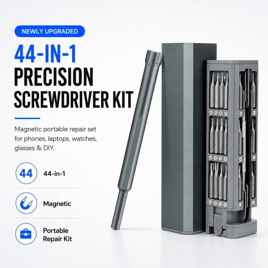 Newly Upgraded 44-In-1 Precision Screwdriver Kit, Magnetic Mini Screwdriver Set With Premium Storage Case, Portable Electronics Repair Tool Kit For Phone, Laptop, Computer, Watch, Glasses & DIY