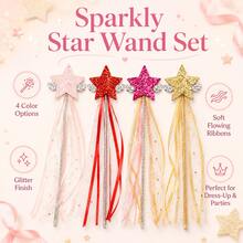 1pc Luxury Glitter Star Decor Stick With Silver Mini Wings & Star Printed Ribbons,Halloween - Multicolor - View 2