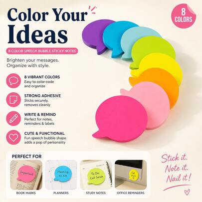 240pcs 8-Color Heart-Shaped Sticky Notes, 8-Pack Colorful Self-Adhesive Writable Memo Pads, 30 Sheets Per Pad, Suitable For Books, Journals, Study Notes, To-Do Lists, Daily Planning, School, Office And Home