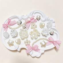 18pcs Pink Bow Flower Pearl Chain Shoe Charms, DIY Decorative Accessories For Clogs With Holes, Perfect Birthday Party Holiday Gift Choice - Baby Pink - View 9