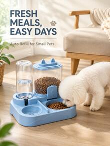 Compact 2-In-1 Gravity Pet Feeder And Water Dispenser, Suitable For Cats And Small Dogs; Features Separated Dual Bowl Design To Keep Food And Water Apart, Detachable And Washable Feeding Station, Perfect For Daily Indoor Use, 2026 New Model - Large Capacity - View 5