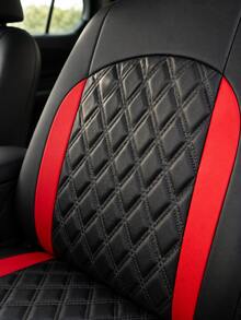 4/8/13pcs Double Stitch Quilted PU Leather Car Seat Covers, Includes Leather Steering Wheel Cover, Armrest Pad And Shoulder Pad, Car Interior Accessories - Multicolor - View 2