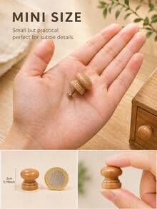 20pcs Round Solid Wood Cabinet Handles With Screws, Wooden Drawer Pulls, Suitable For Vanity, Wardrobe, Cabinet, Storage Box, Shoe Rack And Furniture - Ball - View 4