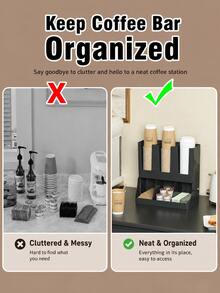 Multifunctional Coffee Cup Storage Rack, Suitable For 8-22oz Cups And Espresso Coffee Capsules, Integrated Straw And Utensil Holder, Dual-Use Straw And Napkin Rack, Countertop Organizer, Suitable For Kitchen, Office, Coffee Bar Space Design, Countertop/Wall-Mounted, Tea And Spice Storage, Coffee Bar Storage Rack, Suitable For Office, Breakroom, Home Kitchen - Multicolor - View 5