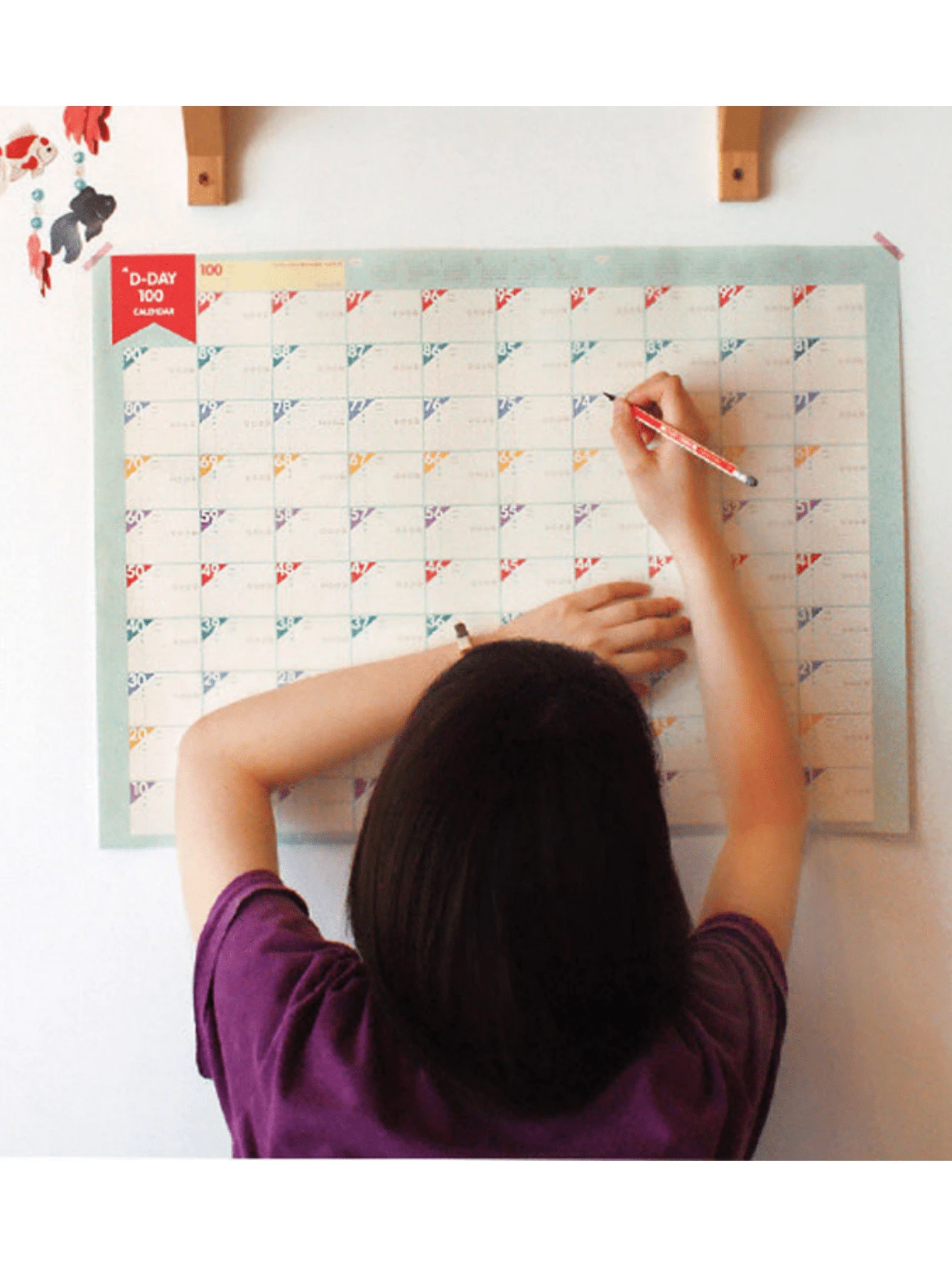 100 Days Countdown Planner Fitness Self-Discipline Check-In Schedule Wall-Mounted Goal Tracking Record Planning Chart - Multicolor - View 1