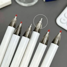 5/10pcs White Minimalist Retractable Neutral Pens, Black 0.5MM Smooth Quick-Dry Tip, For Practice, Note-Taking, Office Writing, Signing, Stationery - Multiple Items - View 5