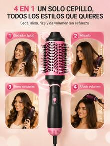 Cepillo alisador de pelo de iones rosa, secador de calor eléctrico, rizador de calor eléctrico, peine, superventas - Peine de aire caliente - Ver 5