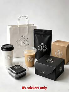 Custom UV Transfer Stickers, Personalized Gold Foil 3D Decals, Custom Logo Name Text Stickers, Waterproof Removable Labels, Suitable For Gift Boxes, Packaging, Cups, Bottles, Wedding DIY And Commercial Brand Promotion - Multicolor - View 6