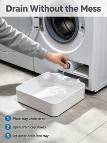 3pcs Washing Machine Drain Pan, Effectively Prevent Laundry Room Overflow, Washing Machine Outlet Cleaning And Organization, Plastic Material, Can Be Used To Store Water From Washing Machine Outlet, Also Can Be Used For Bathroom Storage. - Cleaning - View 4