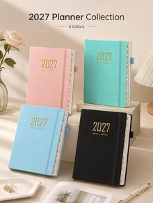 2026-2027 Academic Year Daily & Weekly Planner, Monthly Tab Diary, Schedule Book, Minimalist Notebook, Fabric Cover Notebook, Suitable For School And Office Use School Supplies - One Size - View 9