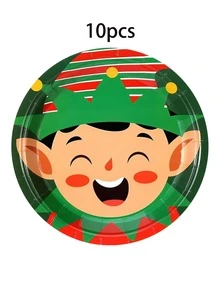 10pcs/60pcs Christmas Paper Plates 7 Inch,Cute Cartoon Xmas Character Dessert Plates With Santa,Snowman,Penguin,Bear,Elf & Nutcracker Pattern,Holiday Tableware For Christmas Party,Winter Festive Dinner Decor Supplies - Multicolor - View 13