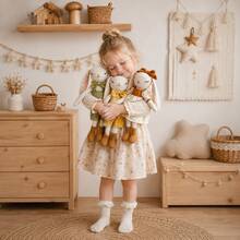 Búp bê thỏ ngủ mắt nhắm 8.86 inch mặc váy hoa và nơ, đồ chơi nhồi bông thỏ dễ thương, quà trang trí phòng em bé, búp bê thỏ vải thủ công - Nhiều màu - Xem 7