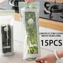 50个可重复使用的食品保鲜袋 - 加厚冷冻袋，防漏塑料袋，透明拉链袋，旅行必备，可重新密封包装，食品保鲜 - 查看 12