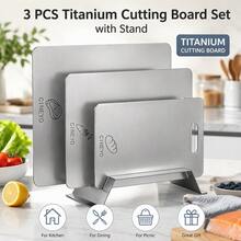Titanium Alloy Double-Sided Chopping Board Set (Including Chopping Board Rack)Chopping Board,Chopping Board Set,Kitchen Accessories, Suitable For Cutting Fruits, Vegetables And Bread. Suitable For Kitchens And Picnics, It Is Easy To Clean And Store. - View 1