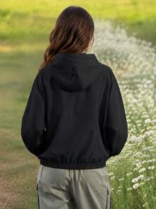 Under Armour Women's Rival Woven Hooded Jacket Casual Hooded Outdoor Sports Jacket 6014063-001 - Black - View 4