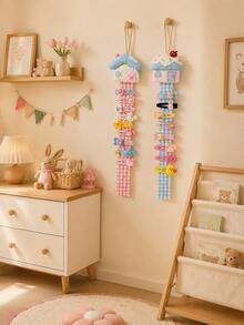 Macaron Color Fabric Hair Clip Storage Wall Rack, Cute House Shaped Hair Accessory Display Stand, Suitable For Baby Room Decor - Multicolor - View 3