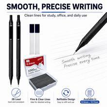 Metal Low Centre Of Gravity Automatic Pencil Set (0.5/0.7mm), Black 2B Graphite Leads, Suitable For Sketching, Artistic Drawing, School And Office Writing Includes 2 Pencils + 1 Box Of Leads + 2 Packaging Tubes Fine Writing Instruments - Multiple Styles - View 8