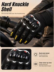 Motorcycle Riding Gloves With Protective Knuckle Shell, Long Finger Touchscreen Compatible, Breathable Fabric, Non-Slip Grip, Unisex Sports Riding Gear, Flexible Fit Motorcycle Accessories, Suitable For Riding, Racing, Outdoor Cycling - Multicolor - View 5