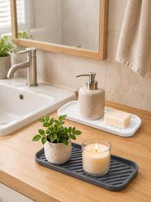 Available In 2 Colors, Bathroom Tray Soft Draining Mat, Soft Drainage Tray, Flexible Material, Non-Slip And Durable, With Hanging Holes - Multicolor - View 14